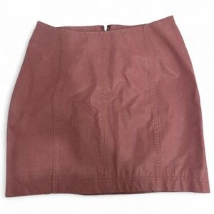 Free People Pressed Flowers Pink Vegan Leather Mini Skirt Size 6